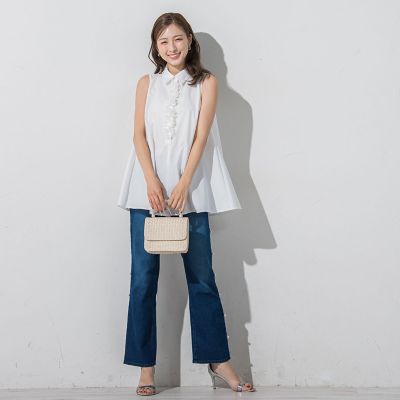 フラワーモチーフノースリーブチュニック≪洗濯機で洗える≫