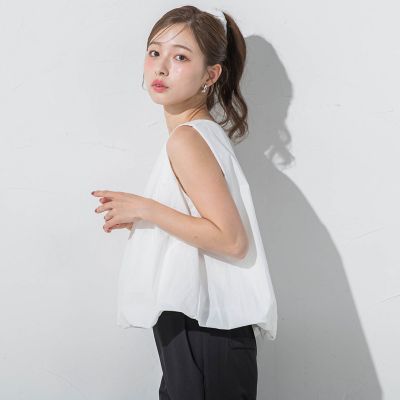 シュシュ付きバルーンシルエットブラウス≪洗濯機で洗える≫
