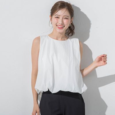 シュシュ付きバルーンシルエットブラウス≪洗濯機で洗える≫
