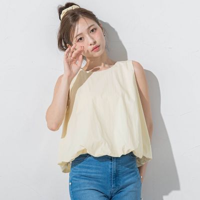 シュシュ付きバルーンシルエットブラウス≪洗濯機で洗える≫