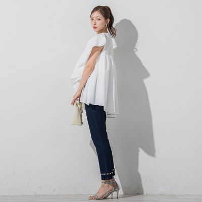 アシメフリルブラウス≪洗濯機で洗える≫