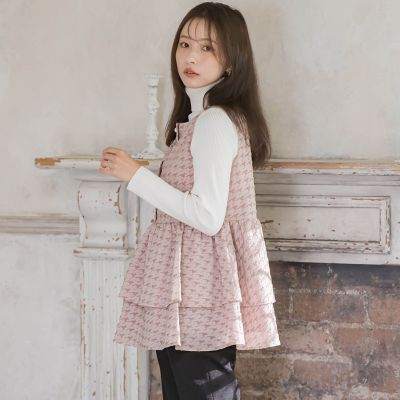 千鳥ジャガードペプラム≪手洗い可能≫