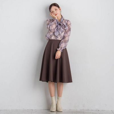 シアーチェックブラウス≪手洗い可能／セットアップ対応≫