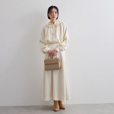 フリルチョーカー風アクセントブラウス≪セットアップ対応／洗濯機で洗える≫