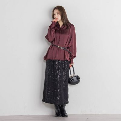 フリルチョーカー風アクセントブラウス≪セットアップ対応／洗濯機で洗える≫