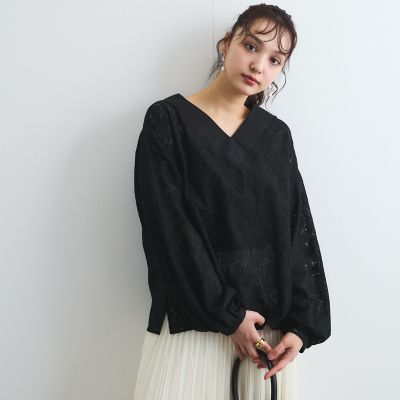 フラワーレースプルブラウス≪手洗い可能≫