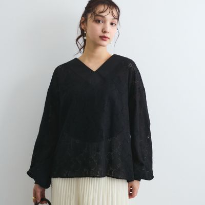 フラワーレースプルブラウス≪手洗い可能≫