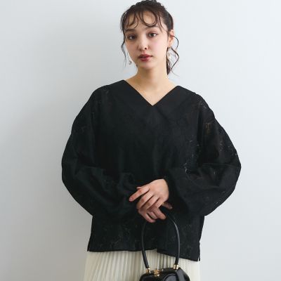 フラワーレースプルブラウス≪手洗い可能≫