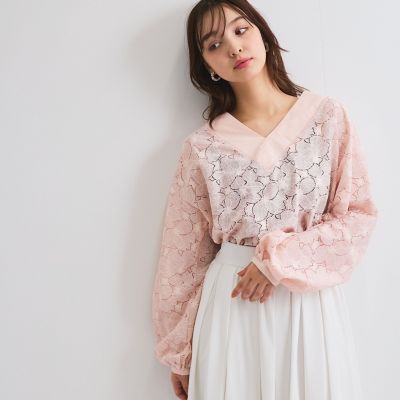 フラワーレースプルブラウス≪手洗い可能≫