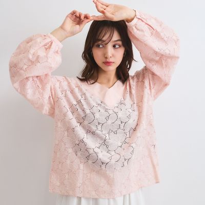 フラワーレースプルブラウス≪手洗い可能≫