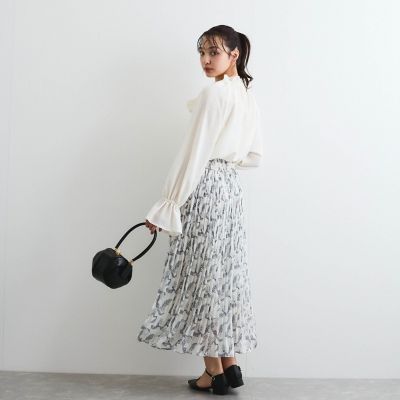 フィブリルサテンリボンタイブラウス≪手洗い可能≫