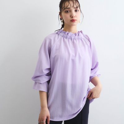 フィブリルサテンリボンタイブラウス≪手洗い可能≫