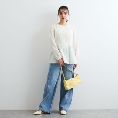 フィブリルサテンフリルラインブラウス≪手洗い可能≫