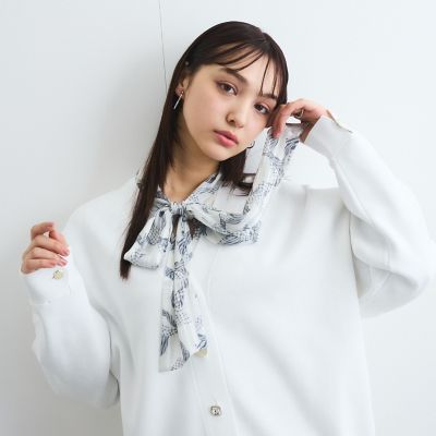 ラメストライプラッフルタイブラウス≪手洗い可能≫