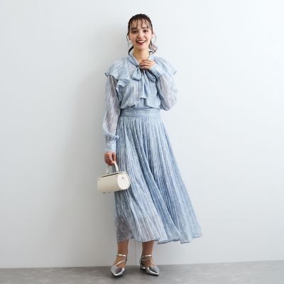 ラメストライプラッフルタイブラウス≪手洗い可能≫