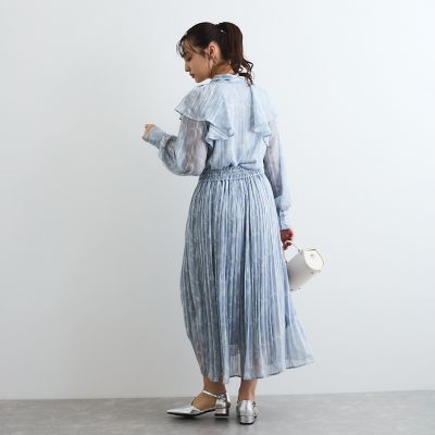 ラメストライプラッフルタイブラウス≪手洗い可能≫
