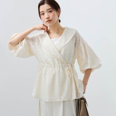 【ＳＨＩＯＲＩ　ＩＲＩＥ　コラボ】レースカシュクールブラウス≪手洗い可能≫