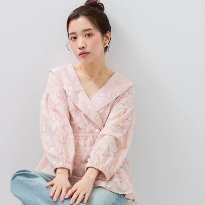 QUEENS COURT（Women）/クイーンズコート 【ＳＨＩＯＲＩ　ＩＲＩＥ　コラボ】レースカシュクールブラウス≪手洗い可能≫