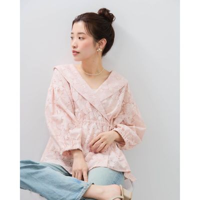 【ＳＨＩＯＲＩ　ＩＲＩＥ　コラボ】レースカシュクールブラウス≪手洗い可能≫