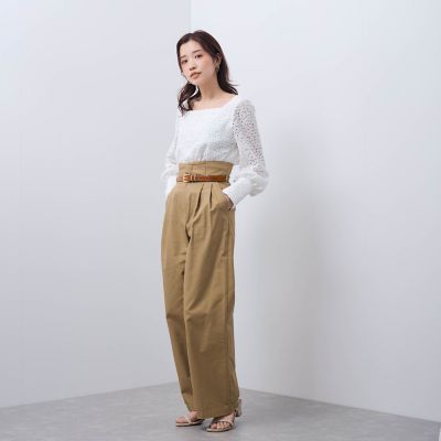 【ＳＨＩＯＲＩ　ＩＲＩＥ　コラボ】スクエアネックレースブラウス≪手洗い可能≫
