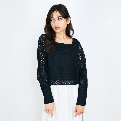 【ＳＨＩＯＲＩ　ＩＲＩＥ　コラボ】スクエアネックレースブラウス≪手洗い可能≫