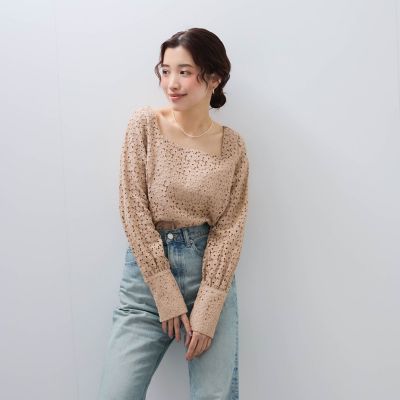 【ＳＨＩＯＲＩ　ＩＲＩＥ　コラボ】スクエアネックレースブラウス≪手洗い可能≫