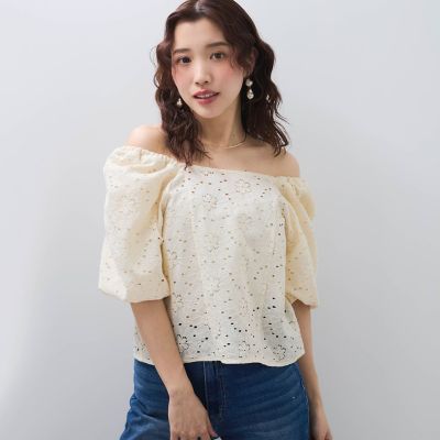 【ＳＨＩＯＲＩ　ＩＲＩＥ　コラボ】２ＷＡＹオフショルレースブラウス≪手洗い可能≫