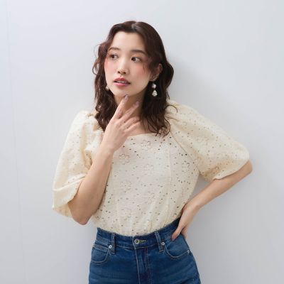 【ＳＨＩＯＲＩ　ＩＲＩＥ　コラボ】２ＷＡＹオフショルレースブラウス≪手洗い可能≫
