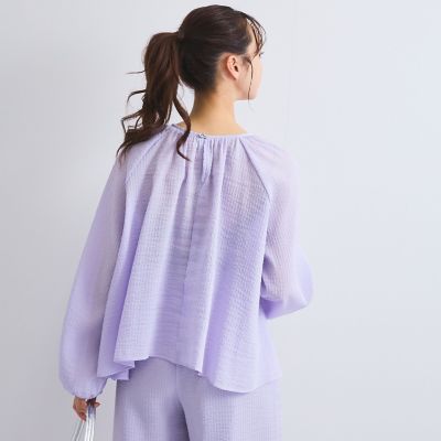 【日本製】シャーリングブラウス≪セットアップ対応／手洗い可能≫