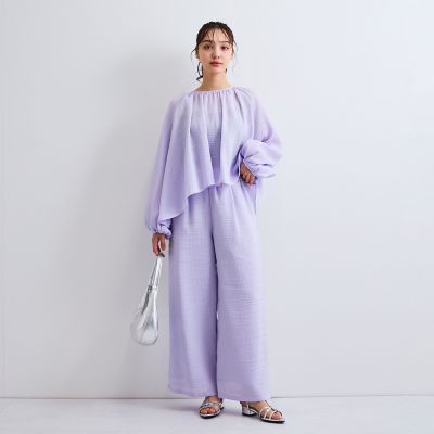 【日本製】シャーリングブラウス≪セットアップ対応／手洗い可能≫