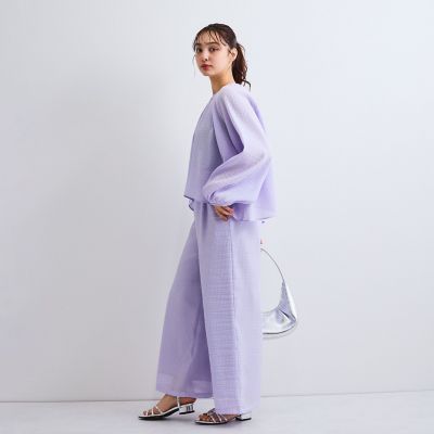 【日本製】シャーリングブラウス≪セットアップ対応／手洗い可能≫