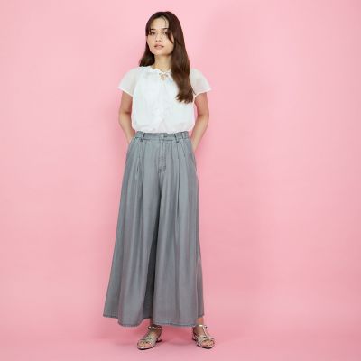 シアーストライプリボンブラウス≪セットアップ対応／手洗い可能≫