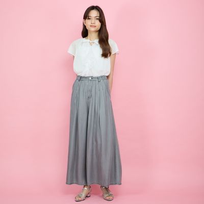 シアーストライプリボンブラウス≪セットアップ対応／手洗い可能≫