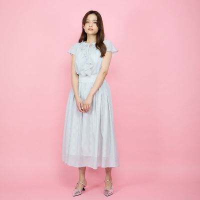 シアーストライプリボンブラウス≪セットアップ対応／手洗い可能≫