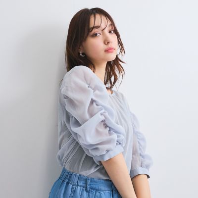 ＜QUEENS COURT（Women）＞クラッシュジョーゼットトップス≪手洗い可能≫