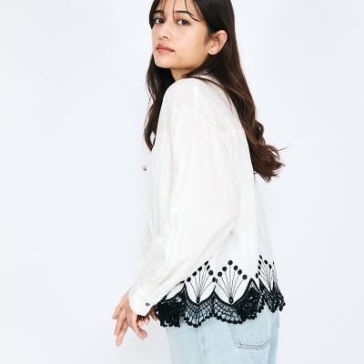 QUEENS COURT / クイーンズコート スカラップ刺繍レースブラウス≪手洗い可能≫ スカラップ刺繍レースブラウス≪手洗い可能≫ | QUEENS COURT