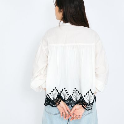 スカラップ刺繍レースブラウス≪手洗い可能≫ | QUEENS COURT（Women