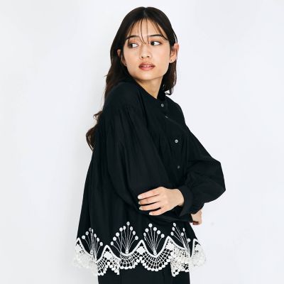 スカラップ刺繍レースブラウス≪手洗い可能≫ | QUEENS COURT