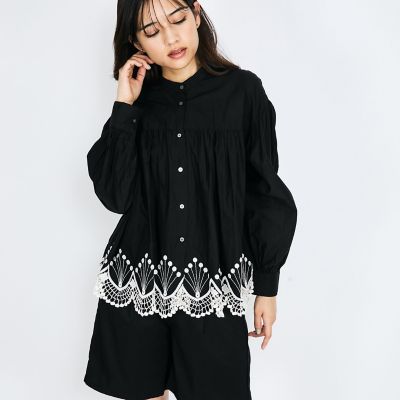 スカラップ刺繍レースブラウス≪手洗い可能≫ | QUEENS COURT（Women