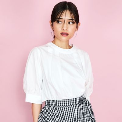 ＜QUEENS COURT（Women）＞バックジップタックブラウス≪セットアップ対応／洗濯機で洗える≫