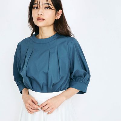 バックジップタックブラウス≪セットアップ対応／洗濯機で洗える≫