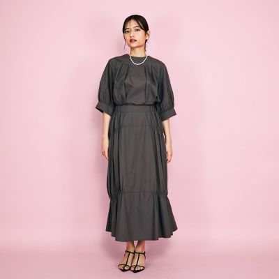 バックジップタックブラウス≪セットアップ対応／洗濯機で洗える≫