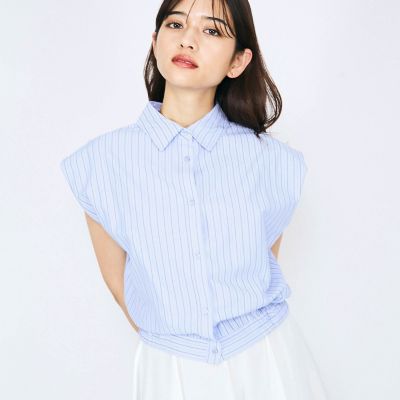 ＜QUEENS COURT（Women）＞ストライプノースリシャツ≪手洗い可能≫