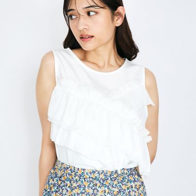 シフォンフリルノースリブラウス≪手洗い可能≫