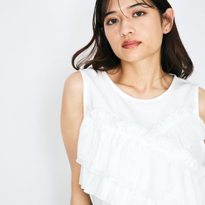 シフォンフリルノースリブラウス≪手洗い可能≫