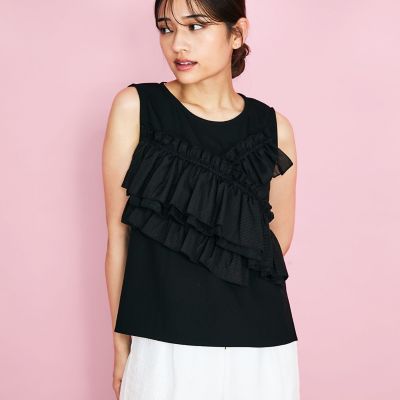 シフォンフリルノースリブラウス≪手洗い可能≫