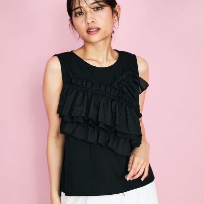 シフォンフリルノースリブラウス≪手洗い可能≫