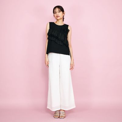 シフォンフリルノースリブラウス≪手洗い可能≫