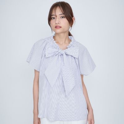 【SALE】QUEENS COURT（Women）/クイーンズコート ボウタイリボンフレアスリーブブラウス&#8810;洗濯機で洗える&#8811; 21ホワイト系その他 トップス【三越伊勢丹/公式】