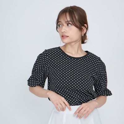 【SALE】QUEENS COURT（Women）/クイーンズコート シアサッカーモノトーンドットブラウス&#8810;手洗い可能&#8811; 24ブラック系その他 トップス【三越伊勢丹/公式】